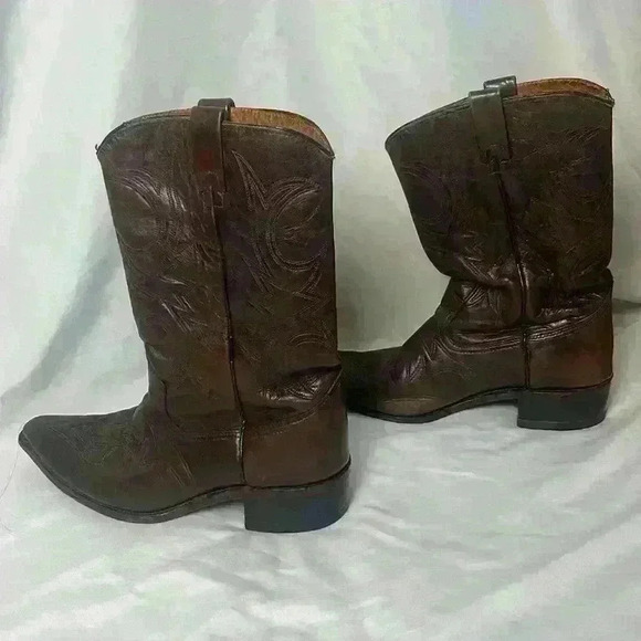 Vintage Texas Mens Western Leather Boots Size 9EE - Picture 3 of 10